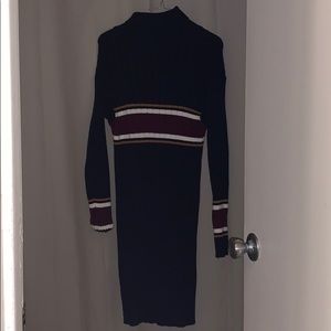 Strip Turtle Neck Long Sleeve Dress